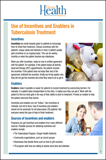 Use of Incentives and Enablers in Tuberculosis Treatment